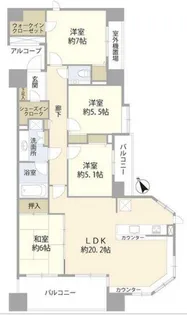 ライオンズスクエア立川レジデンス【10階】の間取り