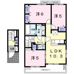 ラ・フランセ23【2階】の間取り