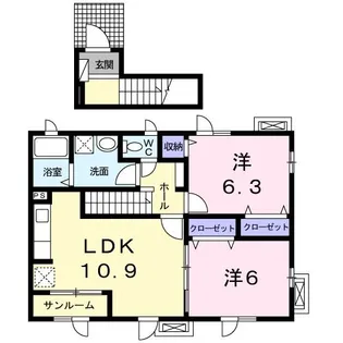 メール・ブルーB【2階】の間取り