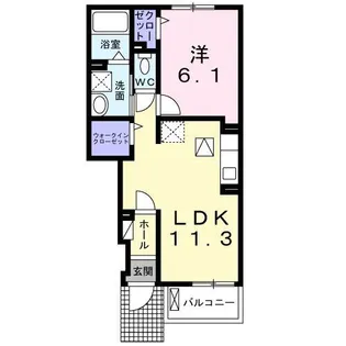 ジャルダン ヴェールII【1階】の間取り