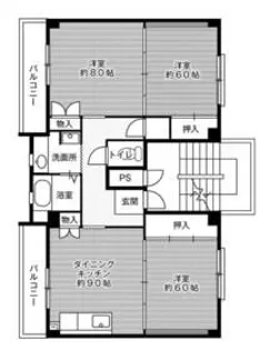 ビレッジハウス石巻2号棟【2階】の間取り