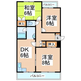 黒髪ハイツ【2階】の間取り