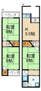 大阪府寝屋川市黒原旭町【一戸建】の間取り
