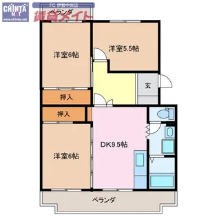 クレール船江山【1階】の間取り