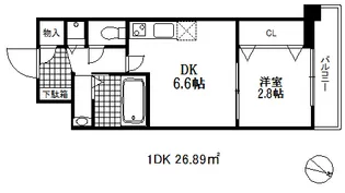 1DKの間取り画像