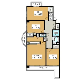 シャンティ滝川【3階】の間取り