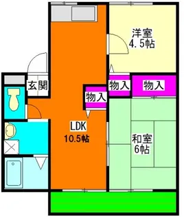 2LDKの間取り画像