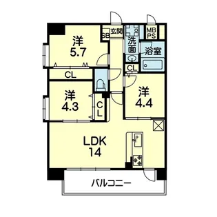 Grace Court 湖東【8階】の間取り