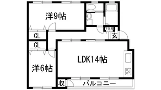 逆瀬川ハイツ3号棟【4階】の間取り