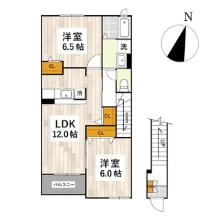 コゥジィーコートB【2階】の間取り
