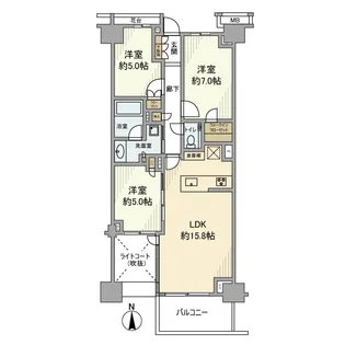 プラウド弦巻【7階】の間取り