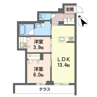 ルル・アルエット【1階】の間取り