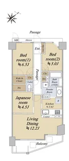 プレージア守口松町 ザ・レジデンス【2階】の間取り