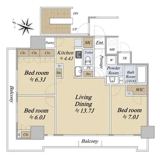 ザ・ライオンズ定禅寺タワー【26階】の間取り