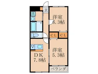 コーポラス伏見【5階】の間取り