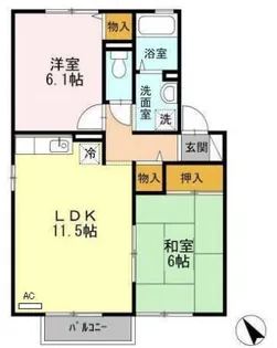 セジュール宮小路 A棟【2階】の間取り