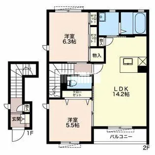 杉ノ木スクエアーS【2階】の間取り