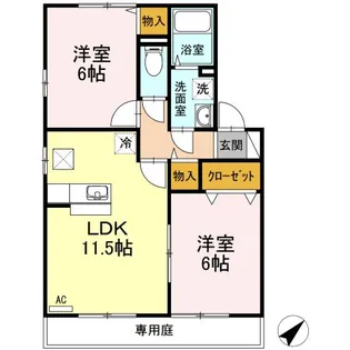 ParkEast M’s Kotuka B棟【1階】の間取り