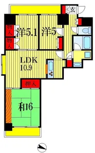 コスモ千葉中央マンション【7階】の間取り