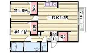 フォレスト浜の宮B棟【2階】の間取り