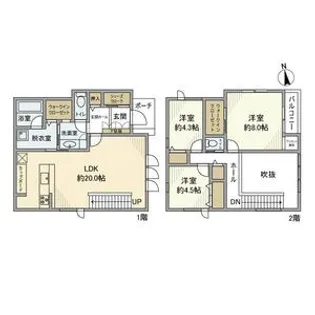 愛知県豊田市花園町【一戸建】の間取り