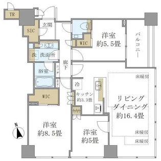 白金ザ・スカイ East【19階】の間取り