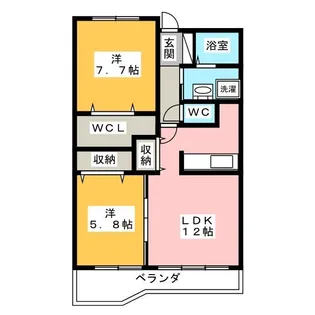 ヴィラ・クレセントB【2階】の間取り