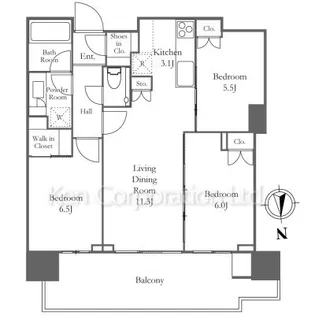 HARUMI FLAG PARK VILLAGE【31階】の間取り
