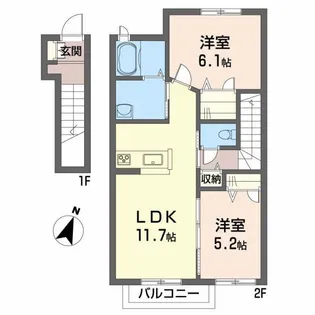 メゾン ソレイユ【2階】の間取り