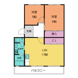 グリーンヒル東新D棟【1階】の間取り