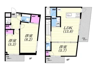 兵庫県芦屋市川西町【マンション】の間取り