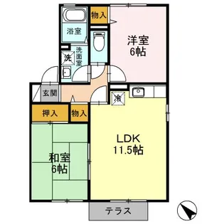 ドエル福島B【1階】の間取り