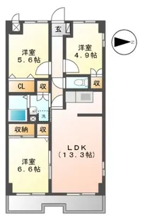 ブランシュラピーヌ【4階】の間取り