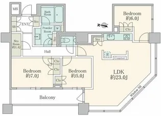 ブリリアタワー東京【35階】の間取り
