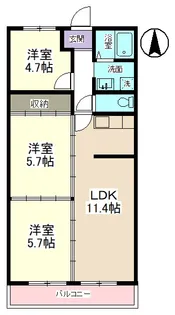 小山サンハイツ1【2階】の間取り