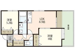 ムーンパディ船越【1階】の間取り