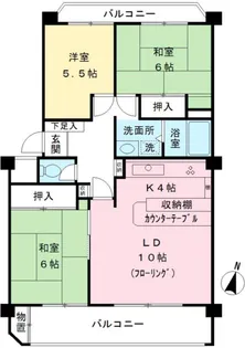 京王めじろ台マンションD棟【4階】の間取り