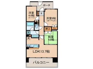 ヨコハマオールパークス ザハート【5階】の間取り