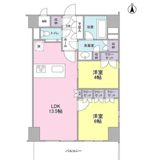 プロスペクト・グラーサ広尾【13階】の間取り