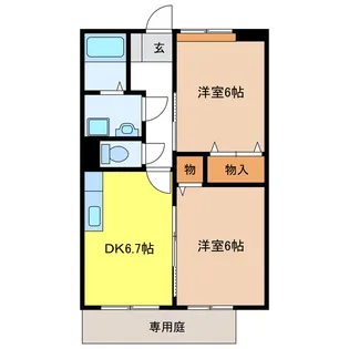 VILLA若宮 B【1階】の間取り
