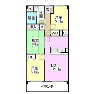 パークサイド上原【3階】の間取り