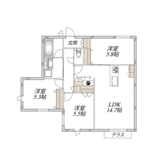 【ヘーベルメゾン】Grace Maison【1階】の間取り