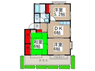 ディアスタウンB【1階】の間取り