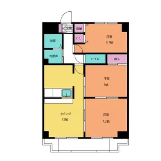 冨田マンション公園【5階】の間取り