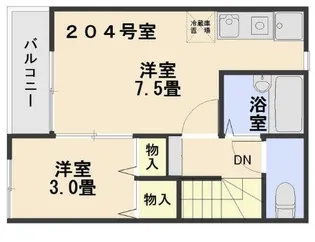 シャンブル極【2階】の間取り