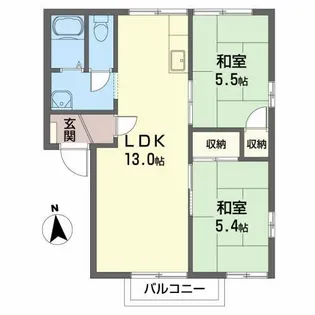 グリーンヒルズ鶴ヶ丘A【2階】の間取り