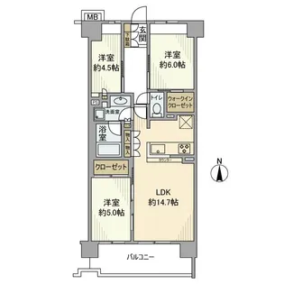 アクアブリーズ川崎【4階】の間取り