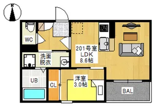 REGALEST 富町V【2階】の間取り