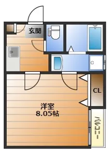 クレフラスト河原町駅南【1階】の間取り