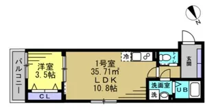1LDKの間取り画像
